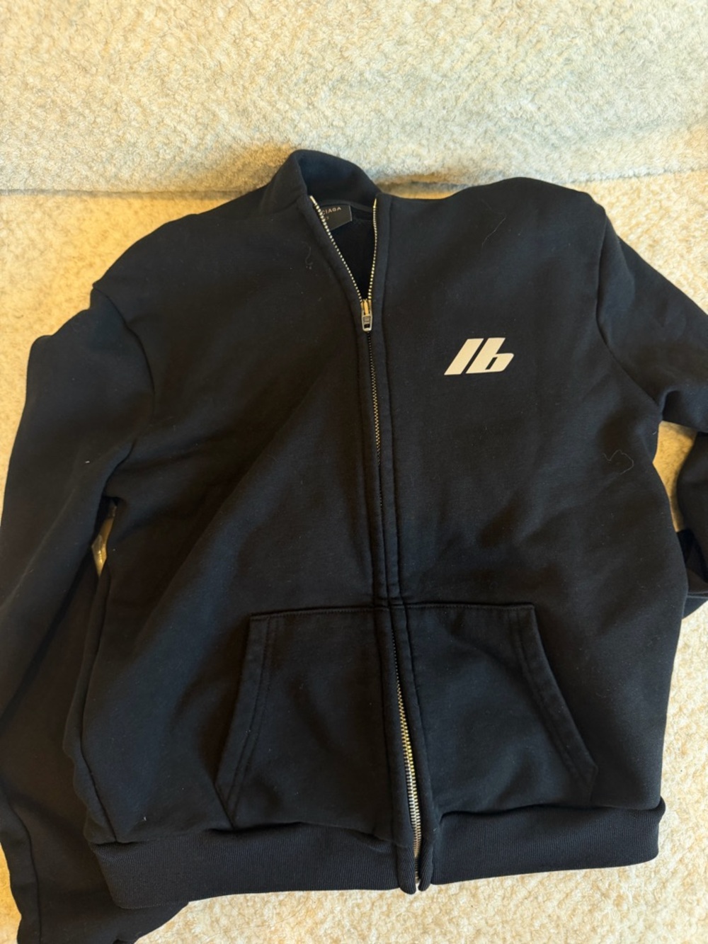 Balenciaga woman Black Zip Jacket with White Logo